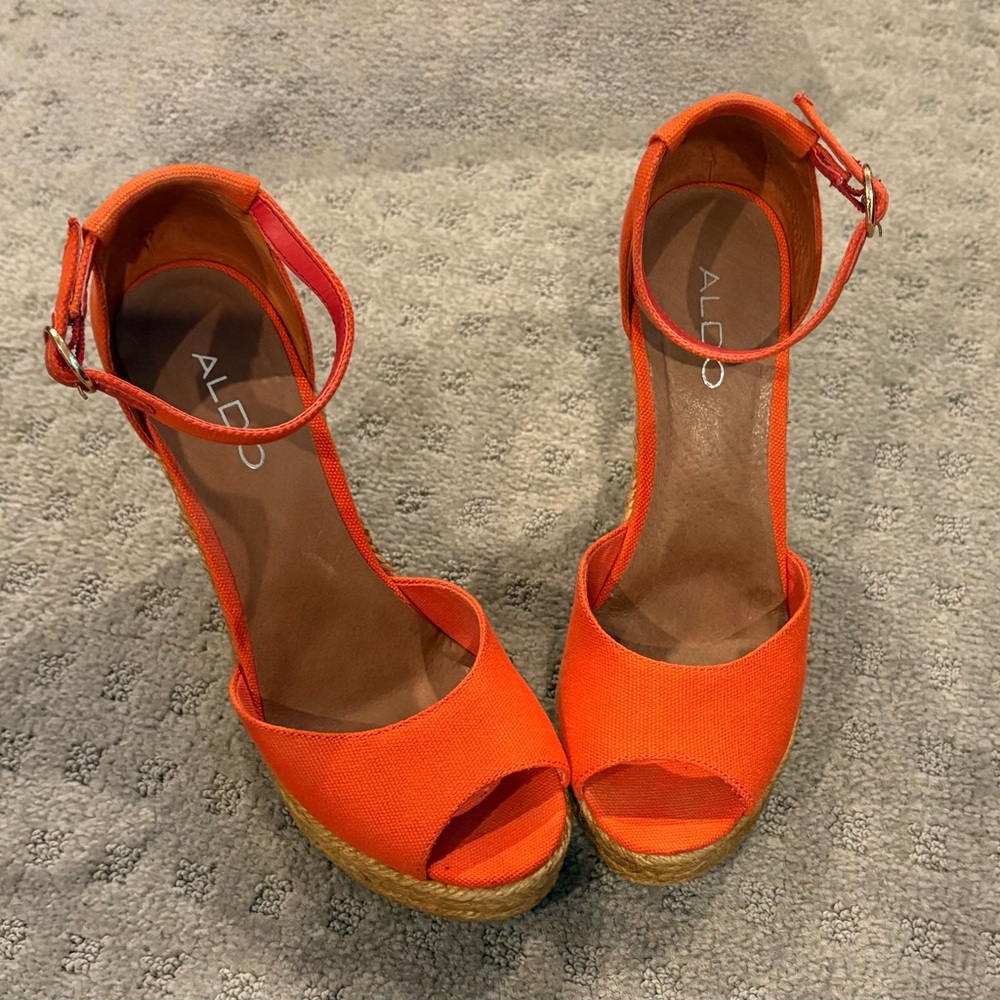 Aldo Vibrant Orange Espadrille Wedges